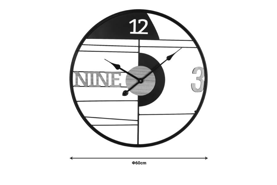 Ρολόι τοίχου Divoso Inart μέταλλο σε μαύρη απόχρωση 60x3x60εκ