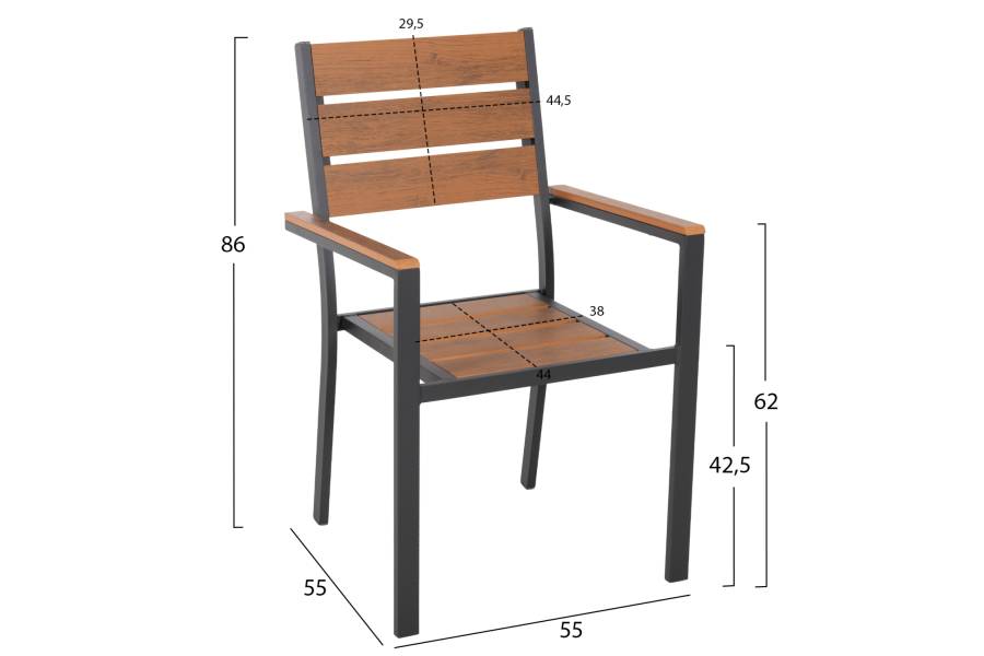 ΣΕΤ ΤΡΑΠΕΖΑΡΙΑΣ TABER HM21198 ΤΡΑΠΕΖΙ & 6 ΠΟΛΥΘΡΟΝΕΣ-ΑΛΟΥΜΙΝΙΟ & POLYWOOD-ΑΝΘΡΑΚΙ