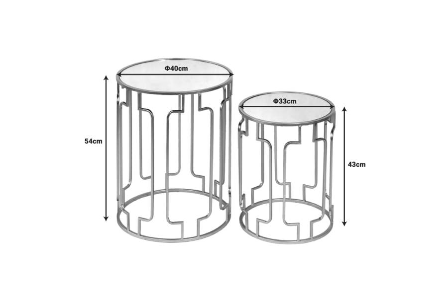 Βοηθητικά τραπεζάκια σετ 2τεμ Sieni Inart χρυσό μέταλλο-γυαλί καθρέπτη