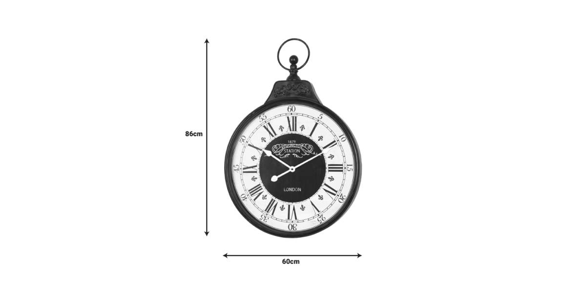 Ρολόι τοίχου Cloco Inart μέταλλο σε μαύρη απόχρωση 60x6x86εκ
