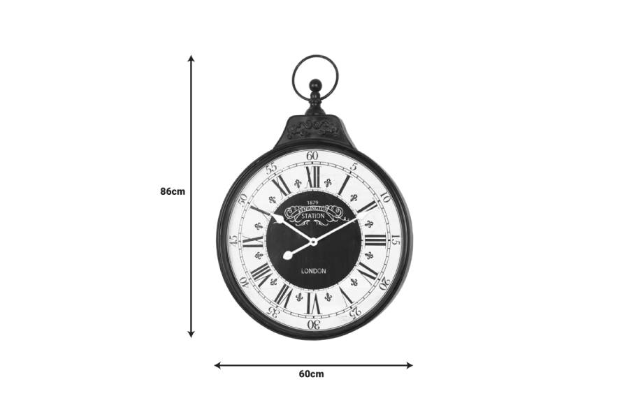 Ρολόι τοίχου Cloco Inart μέταλλο σε μαύρη απόχρωση 60x6x86εκ