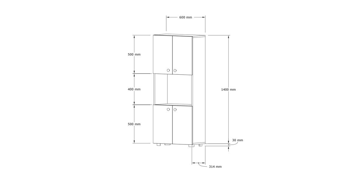 Ντουλάπα κουζίνας Guzel pakoworld σε sonoma απόχρωση 60x31.4x140εκ