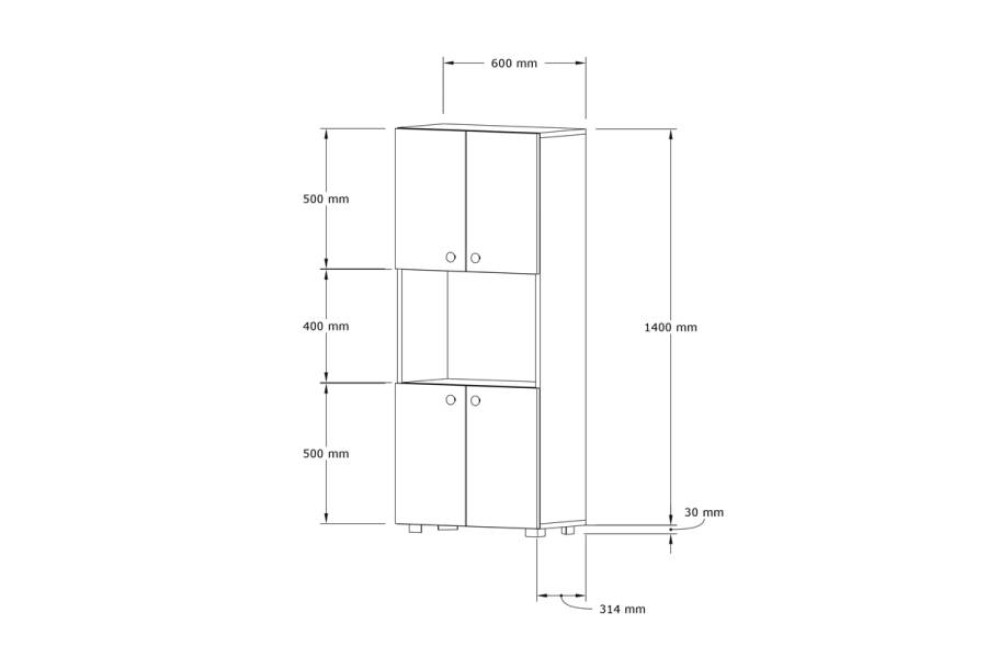 Ντουλάπα κουζίνας Guzel pakoworld σε sonoma απόχρωση 60x31.4x140εκ