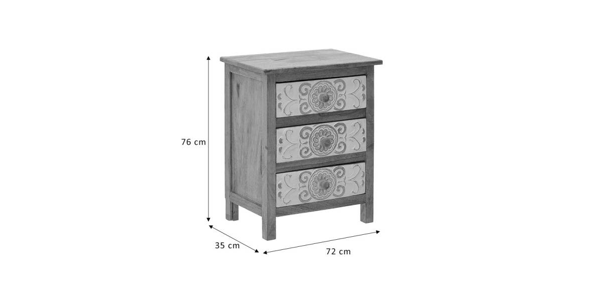 Συρταριέρα Inart 3-50-245-0017 ξύλο φυσικό-λευκό 72x35x76εκ