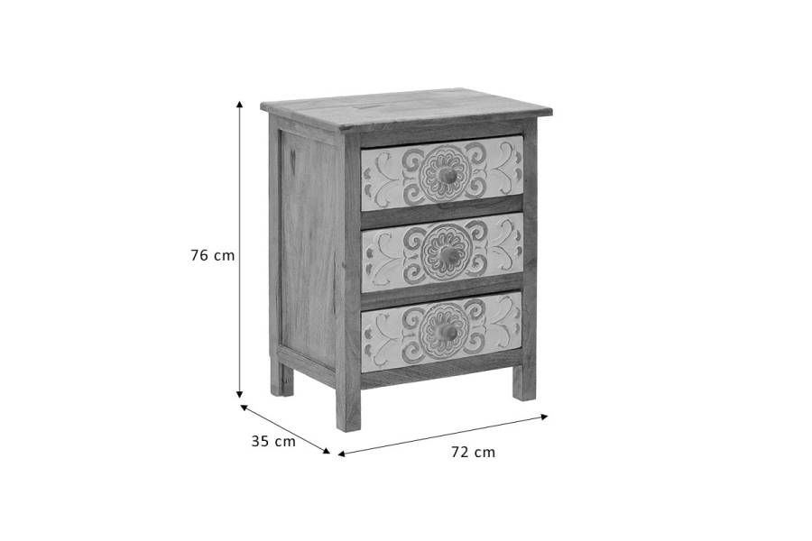 Συρταριέρα Inart 3-50-245-0017 ξύλο φυσικό-λευκό 72x35x76εκ