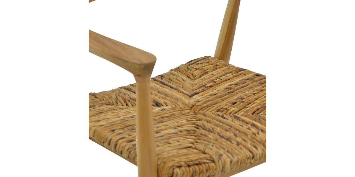 Πολυθρόνα Denverone pakoworld φυσικό teak ξύλο και banana rope 57x54x79εκ