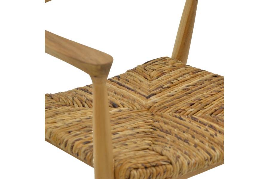 Πολυθρόνα Denverone pakoworld φυσικό teak ξύλο και banana rope 57x54x79εκ