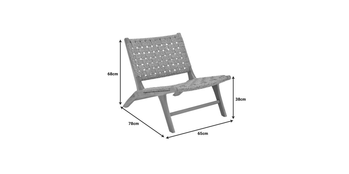 Καρέκλα Foldere pakoworld φυσικό teak ξύλο-pe σχοινί 65x78x68εκ