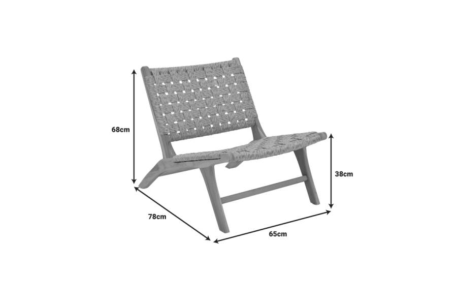 Καρέκλα Foldere pakoworld φυσικό teak ξύλο-pe σχοινί 65x78x68εκ