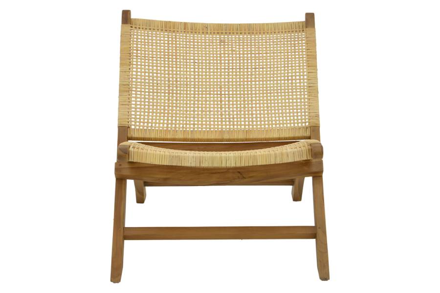 Καρέκλα Jerenze pakoworld φυσικό teak ξύλο-φυσικό rattan 65x78x68εκ