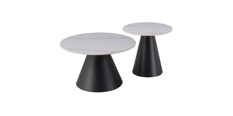 ΤΡΑΠΕΖΙΑ ΣΑΛΟΝΙΟΥ RIDGE HM18266.01 ΚΕΡΑΜΙΚΑ TOP ΜΕ ΟΨΗ ΛΕΥΚΟΥ ΜΑΡΜΑΡΟΥ Φ50εκ & Φ70εκ