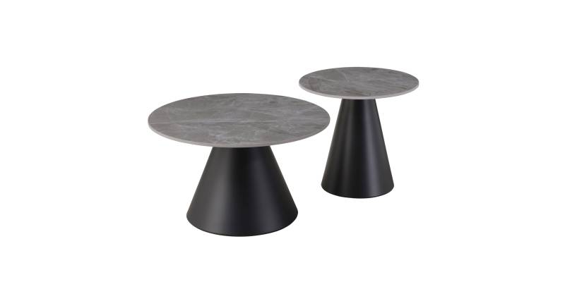 ΤΡΑΠΕΖΙΑ ΣΑΛΟΝΙΟΥ RIDGE HM18266.03 ΚΕΡΑΜΙΚΑ TOP ΜΕ ΟΨΗ ΓΚΡΙ ΜΑΡΜΑΡΟΥ Φ50εκ & Φ70εκ