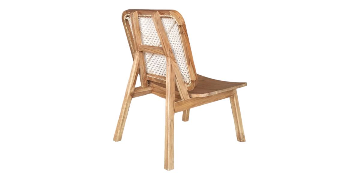 Καρέκλα Viborg pakoworld φυσικό teak ξύλο-φυσικό rattan 60x75x87εκ