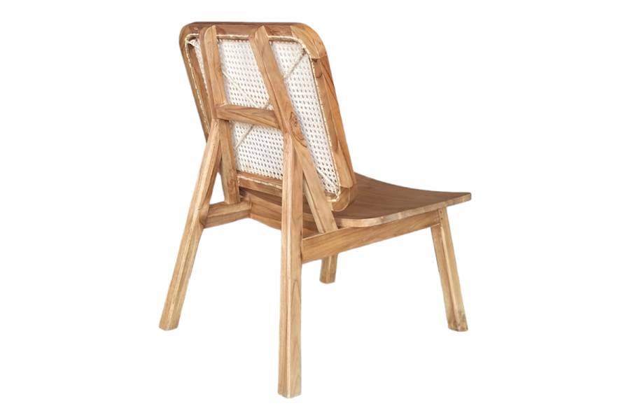 Καρέκλα Viborg pakoworld φυσικό teak ξύλο-φυσικό rattan 60x75x87εκ