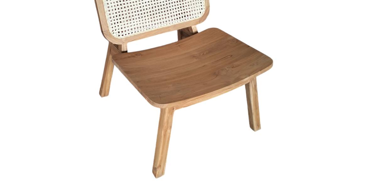 Καρέκλα Viborg pakoworld φυσικό teak ξύλο-φυσικό rattan 60x75x87εκ