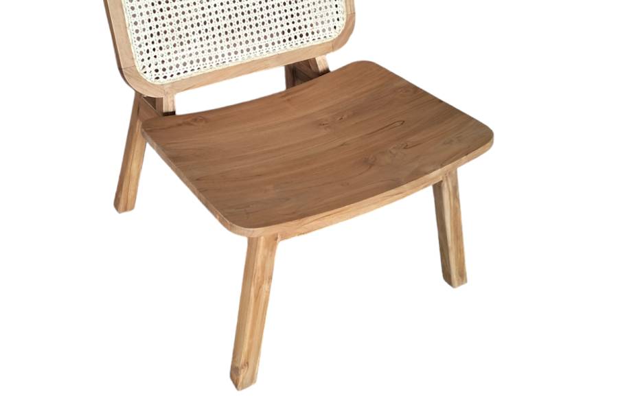 Καρέκλα Viborg pakoworld φυσικό teak ξύλο-φυσικό rattan 60x75x87εκ