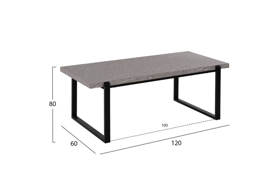 ΤΡΑΠΕΖΙ ΣΑΛΟΝΙΟΥ SHABEN HM9585.02 MDF ΓΚΡΙ ΜΑΡΜΑΡΟ-ΜΑΥΡΗ ΜΕΤΑΛΛΙΚΗ ΒΑΣΗ 120x60X46Yεκ.