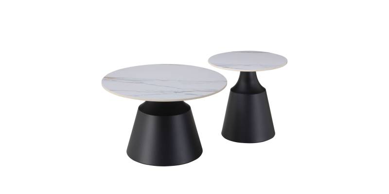 ΤΡΑΠΕΖΙΑ ΣΑΛΟΝΙΟΥ CORREN HM18264.04 ΚΕΡΑΜΙΚΑ TOP ΟΨΗ ΛΕΥΚΟΥ-ΧΡΥΣΟΥ ΜΑΡΜΑΡΟΥ Φ50εκ & Φ70εκ