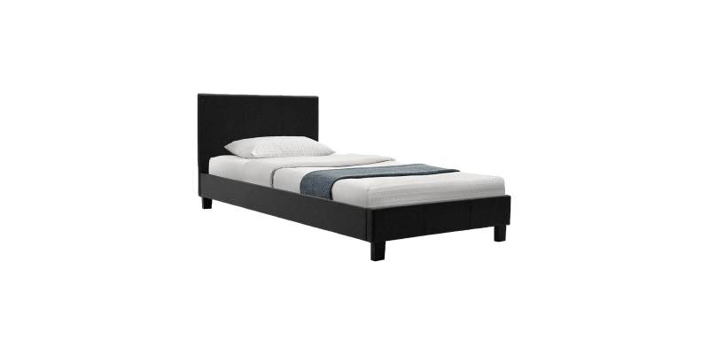 Κρεβάτι Nevil pakoworld 100x200 PU χρώμα μαύρο ματ
