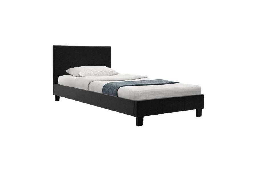 Κρεβάτι Nevil pakoworld 100x200 PU χρώμα μαύρο ματ