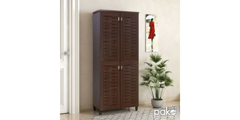 Παπουτσοθήκη-ντουλάπα MANTAM pakoworld 24 ζεύγων χρώμα καρυδί 78x40x170,5εκ