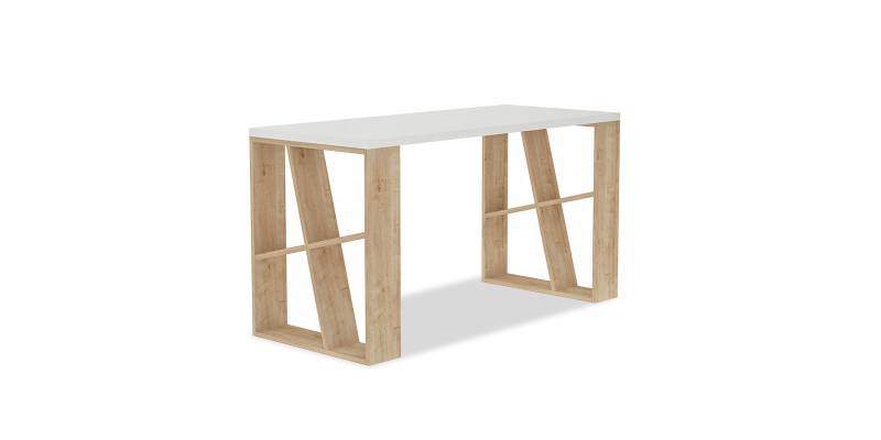 Γραφείο Honey pakoworld χρώμα λευκό - light oak 140x60x75εκ