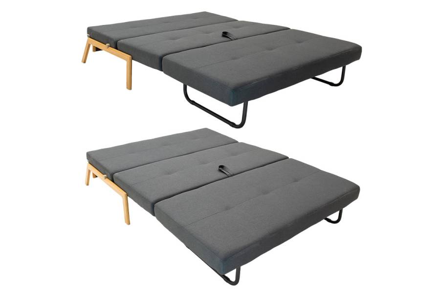 Καναπές 2θέσιος - κρεβάτι Fancy pakoworld με ύφασμα ανθρακί 150x92x77εκ