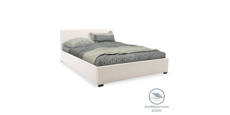 Κρεβάτι Norse pakoworld pu λευκό με αποθηκευτικό χώρο 160x200εκ