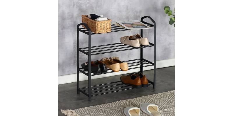 Παπουτσοθήκη Ramon pakoworld 12 ζευγών μέταλλο μαύρο 62x20x62εκ