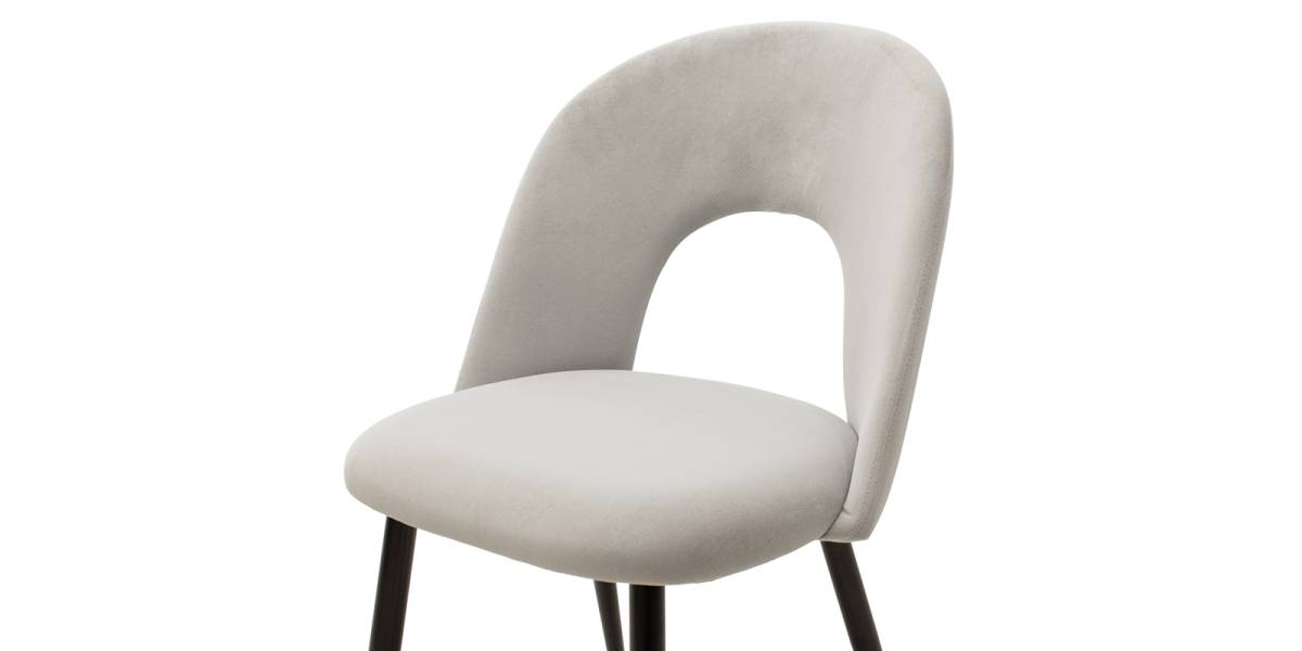 Καρέκλα Jonah pakoworld βελούδο γκρι-μαύρο πόδι