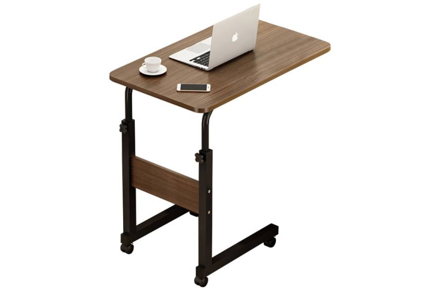 Βοηθητικό τραπέζι Talf pakoworld τροχήλατο μαύρο-καρυδί 60x40x62-88εκ