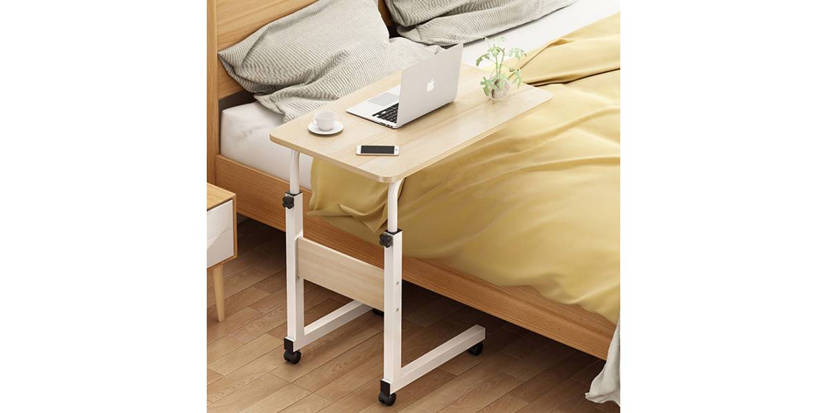 Βοηθητικό τραπέζι Talf pakoworld τροχήλατο φυσικό-λευκό 60x40x62-88εκ