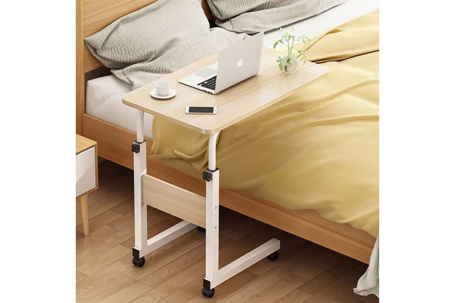 Βοηθητικό τραπέζι Talf pakoworld τροχήλατο φυσικό-λευκό 60x40x62-88εκ