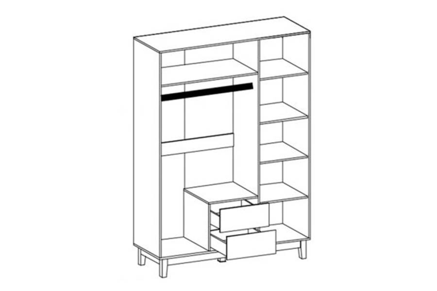 Ντουλάπα Awell pakoworld τρίφυλλη sonoma-λευκό 153.5x54.5x216εκ