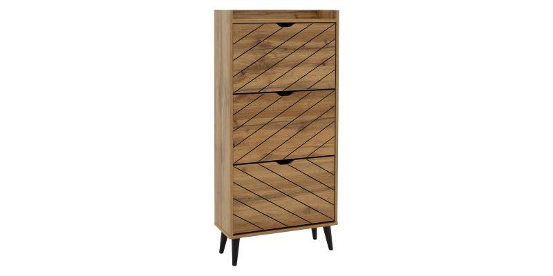 Παπουτσοθήκη Thelma pakoworld 12 ζεύγων oak 60x23.8x131.6εκ
