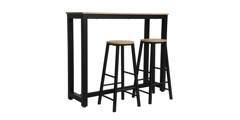 Σετ τραπέζι μπαρ Marle pakoworld 3τμχ sonoma-μαύρο πόδι 120x40x100εκ