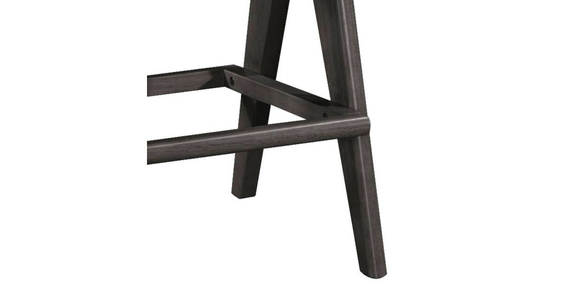 Σκαμπό bar Winslow pakoworld ξύλο rubberwood μαύρο-pvc rattan φυσικό-ύφασμα γκρι 44.5x46x98εκ