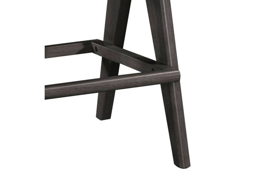 Σκαμπό bar Winslow pakoworld ξύλο rubberwood μαύρο-pvc rattan φυσικό-ύφασμα γκρι 44.5x46x98εκ