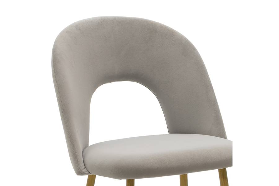 Καρέκλα Jonah pakoworld βελούδο γκρι-φυσικό πόδι