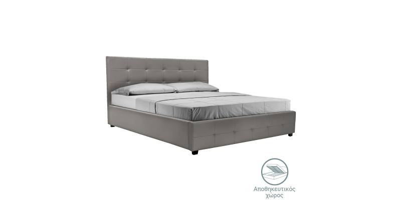 Κρεβάτι Roi pakoworld με αποθηκευτικό χώρο pu γκρι ματ 160x200εκ