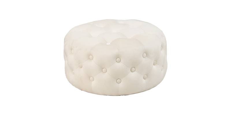 Σκαμπό-πουφ Ferdia pakoworld βελούδο κρεμ Φ59x28.5εκ