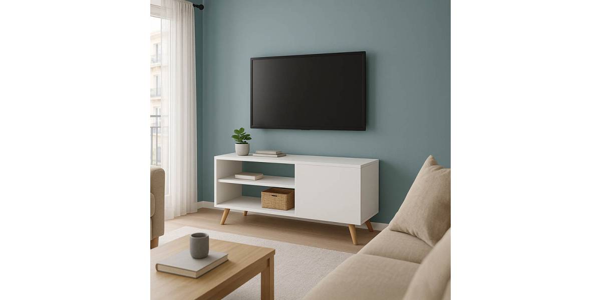 Έπιπλο τηλεόρασης Orianne pakoworld μελαμίνης λευκό-φυσικό 90x32x46εκ