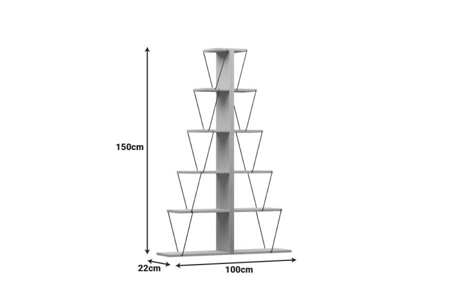 Βιβλιοθήκη mini Tars pakoworld sonoma-μαύρο 100x22x150εκ