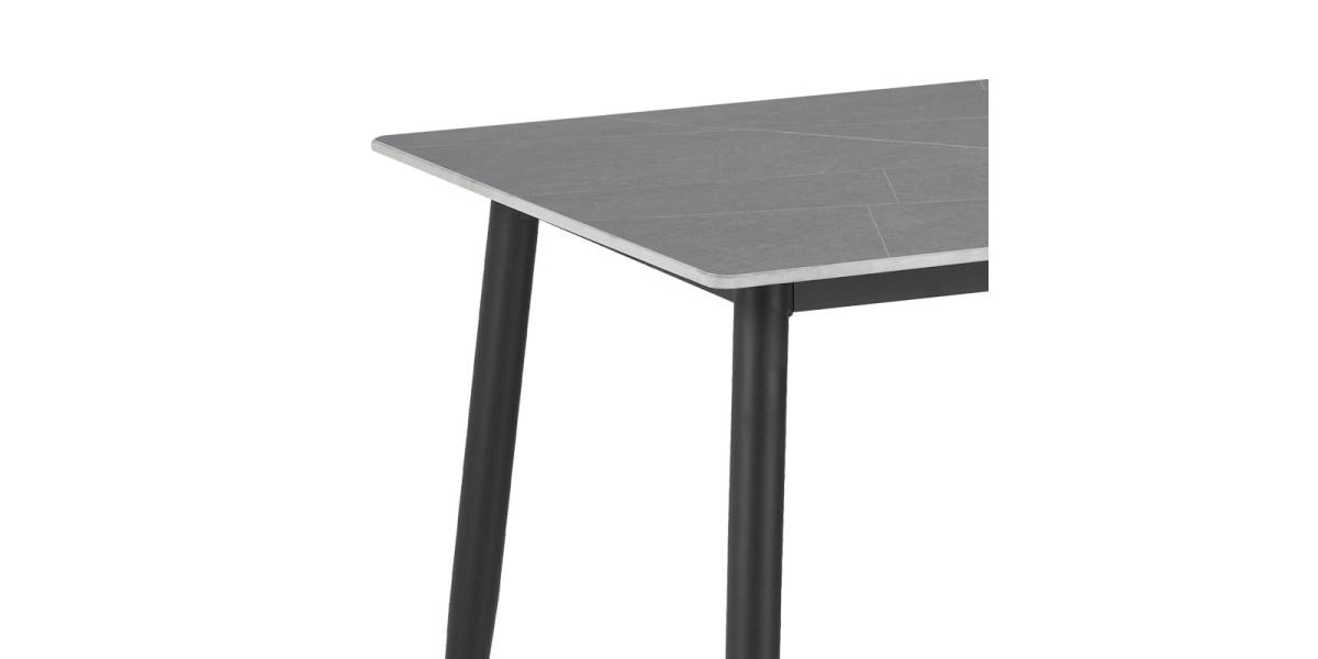 Τραπέζι Gustas pakoworld γκρι μαρμάρου sintered stone-μαύρο μέταλλο 140x80x75εκ