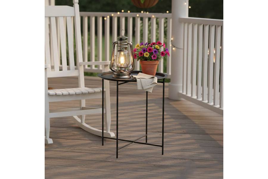 Τραπέζι Caius pakoworld μέταλλο σε μαύρη απόχρωση Φ46x52εκ