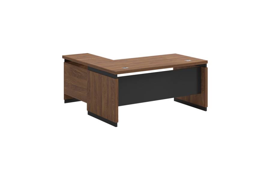 Γραφείο επαγγελματικό αναστρέψιμο Oscar pakoworld μελαμίνη σε καρυδί-ανθρακί απόχρωση 200x180x76εκ