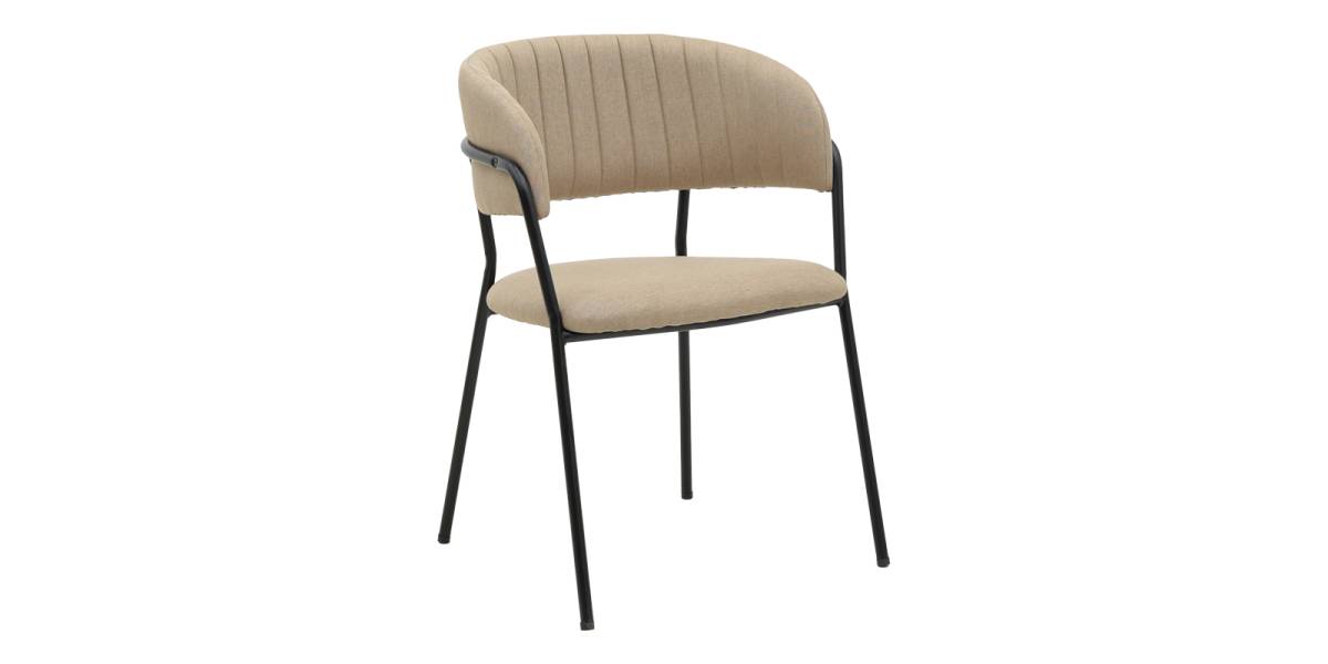 Καρέκλα Morel pakoworld μπεζ ύφασμα-πόδι μαύρο μέταλλο 55x55x76εκ