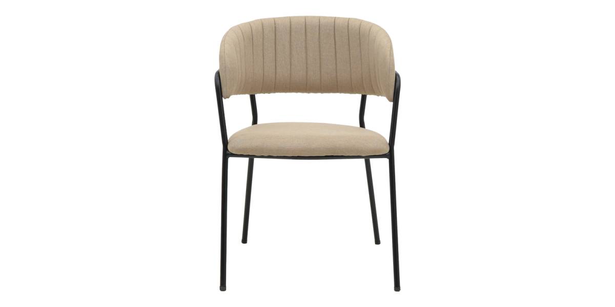 Καρέκλα Morel pakoworld μπεζ ύφασμα-πόδι μαύρο μέταλλο 55x55x76εκ