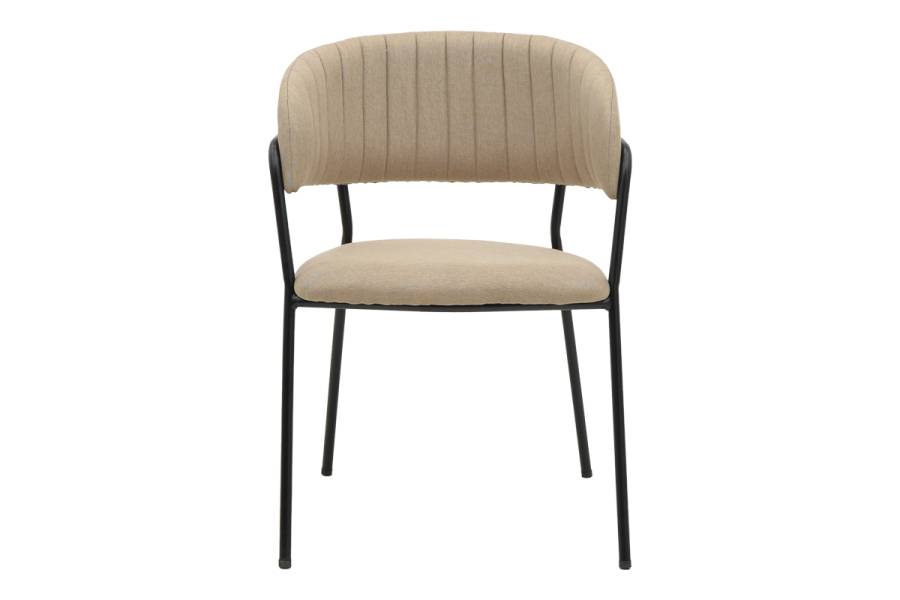 Καρέκλα Morel pakoworld μπεζ ύφασμα-πόδι μαύρο μέταλλο 55x55x76εκ