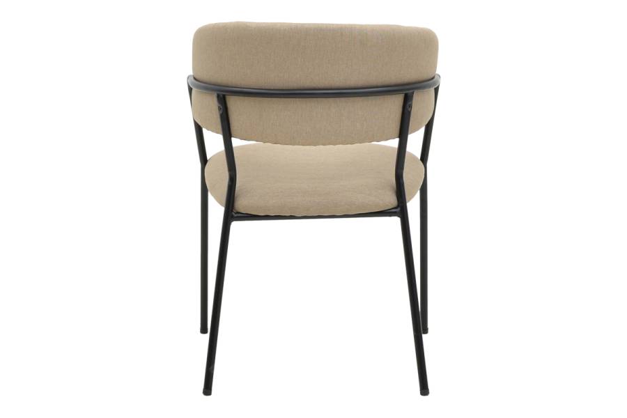 Καρέκλα Morel pakoworld μπεζ ύφασμα-πόδι μαύρο μέταλλο 55x55x76εκ